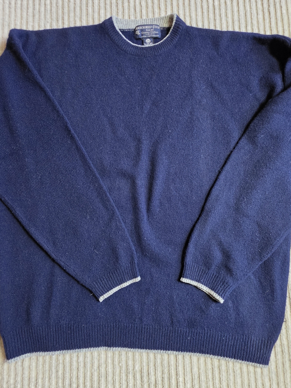 Vintage Abercrombie & Fitch Lambswool Wool Sweater Blue Mens Size XL Crewneck